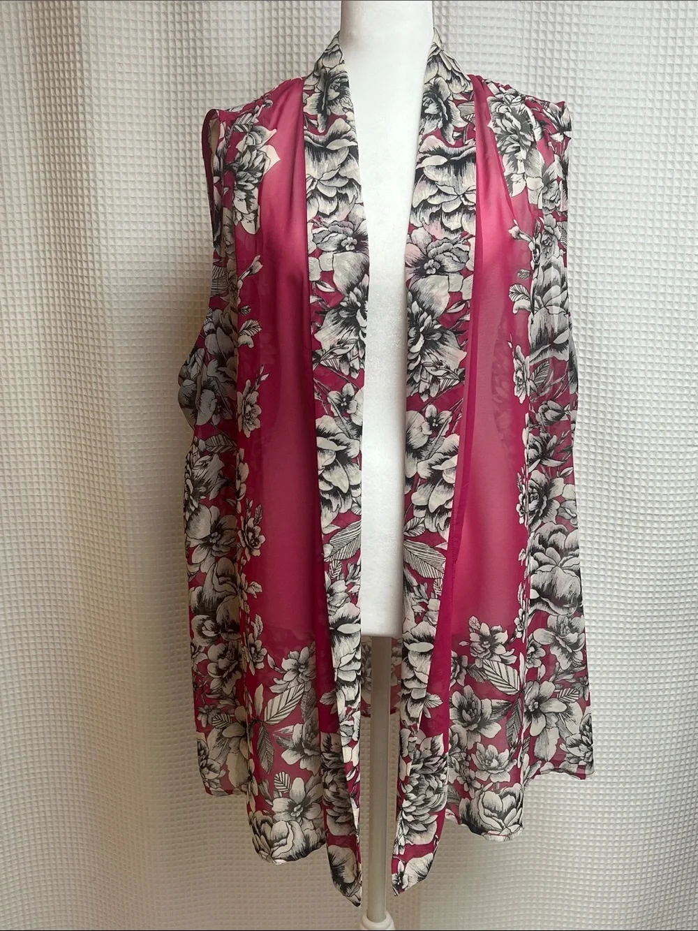 Susan Graver set of 3 open front sleeveless flowy chiffon colorful vests-1X